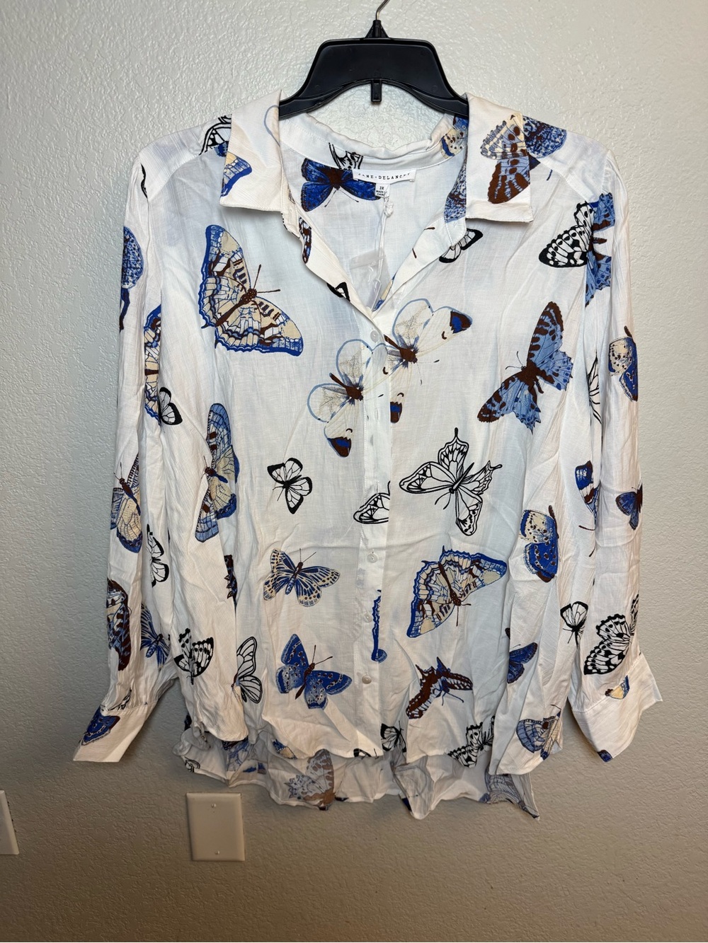 Jane + Delancey Butterfly Print Button-Up Blouse Plus Size 3X Boho
